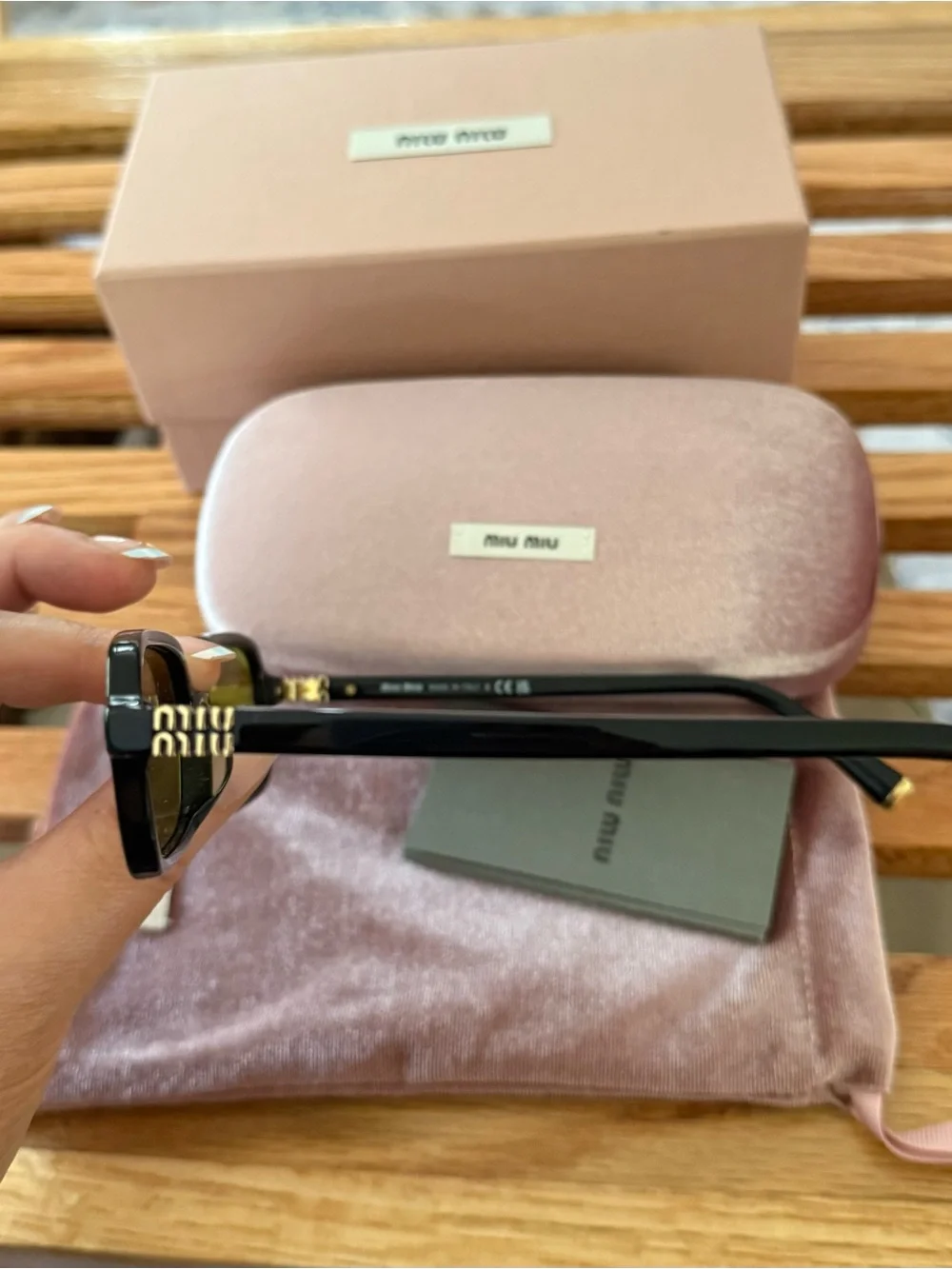 New! Miu Miu Small Frame Sunglasses with Green Lenses